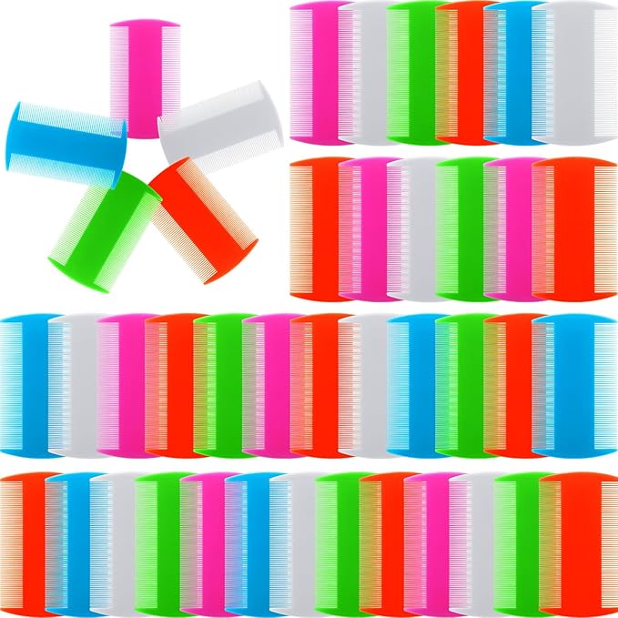 Hushee 100 Pcs Pet Flea Lice Combs Double Sided Fine Tooth Tear Marks Tick Removal Tool for Small Cat Dog, Kittens and Puppies