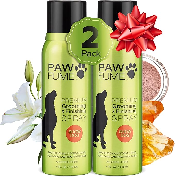 Paw Fume Dog Perfume Spray Long Lasting Scent for Grooming, Show Dog, 2-Pack – Keep Your Pup Fresh All Day – Hypoallergenic, Alcohol-Free, Detangling Formula – Moisturizing Pet Cologne Spray for Dogs