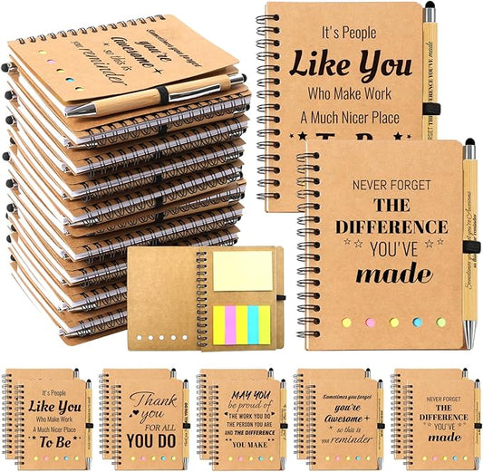240 Pcs Employee Appreciation Gifts Bulk - 120 Sets of Inspirational Spiral Notebooks with Motivational Pens, Thank You Gifts for Staff, Coworkers,Teacher, Housekeeping, Team, Nurse, Office & School