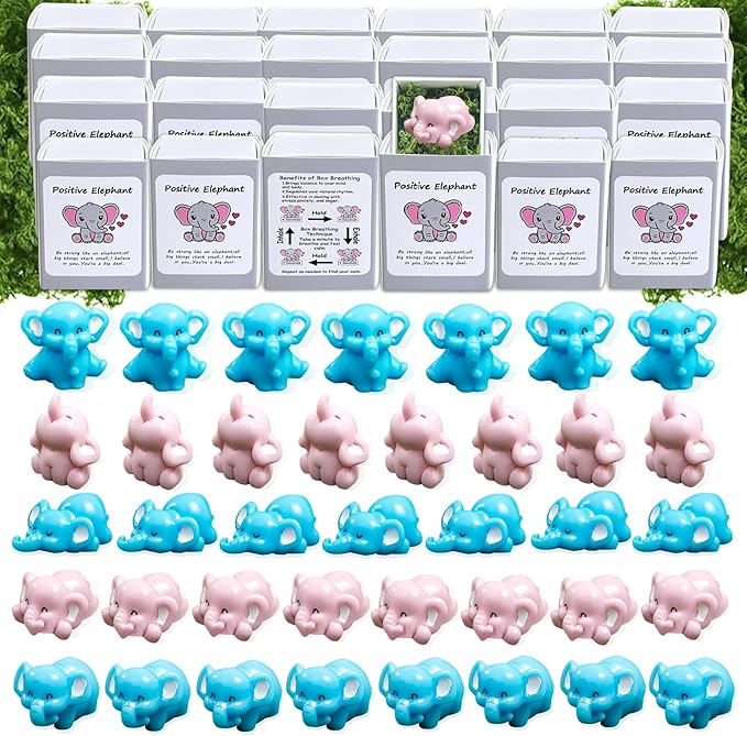 10 Set Positive Elephant Gifts Bulk Employee Appreciation Gifts Box Breathing Gift Bulk for Coworker Team Back to Desk Pets Thank You Teacher Elephant Ornaments with Cheer up Card Box