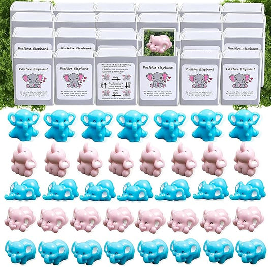 10 Set Positive Elephant Gifts Bulk Employee Appreciation Gifts Box Breathing Gift Bulk for Coworker Team Back to Desk Pets Thank You Teacher Elephant Ornaments with Cheer up Card Box