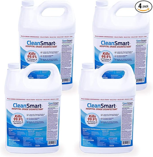 CleanSmart Hospital Grade Disinfectant, Kills 99.9% of Viruses and Bacteria, Hypochlorous Acid Technology, EPA Registered, 4 Gallons (HOCL)