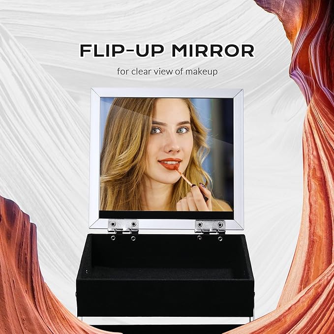 BYOOTIQUE Cosmetology Makeup Train Case 2-Tier Trays Portable Cosmetic Hairstylist Traveling Bag Storage Organizer Lockable Tattoo Box with Mirror for Artist Nail Tech,CoyoteButtes Shadows