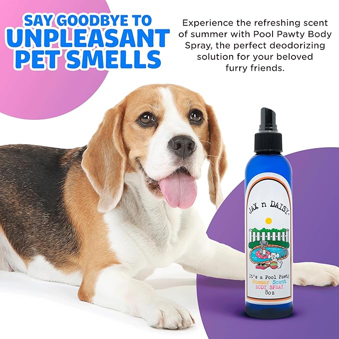 Jax N Daisy Pool Pawty Body Spray a Delightful Summer Scent All Natural Good for Coat Skin Long Lasting Deodorizing Spray Dog Perfume Deodorant for Smelly Dogs pet Perfume