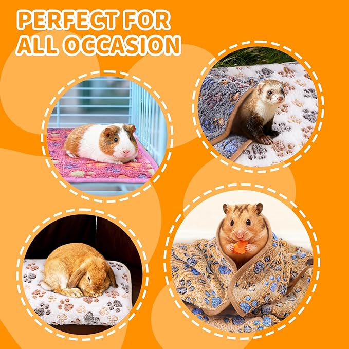 8PCS Soft Guinea Pig Bedding Blankets Washable Small Animal Fleece Cage Liners Reusable Pet Pee Pad Sleep Mat Pad Cover for Hamster Chinchilla Rabbit Hedgehog Dog Cat Essentials (16×24 Inch)