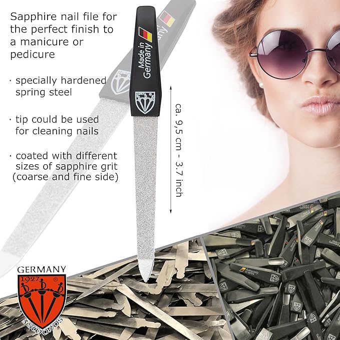 3 Swords Germany - brand quality 3 piece manicure pedicure grooming kit set for professional finger & toe nail care tool clipper fashion leather case in gift box, Made by 3 Swords (00811)