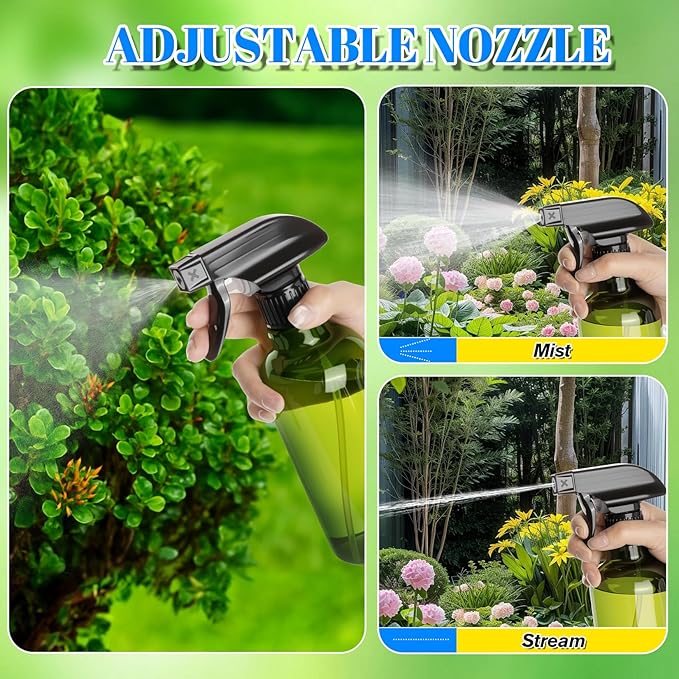 DIYSELF 4 Pack Spray Bottle for Cleaning Plastic Spray Bottles 16 oz 500ml Squirt Bottles for Liquids Spray Bottles for Cleaning Empty Plastic Spray Lab Bottles for Home Garden (Green)