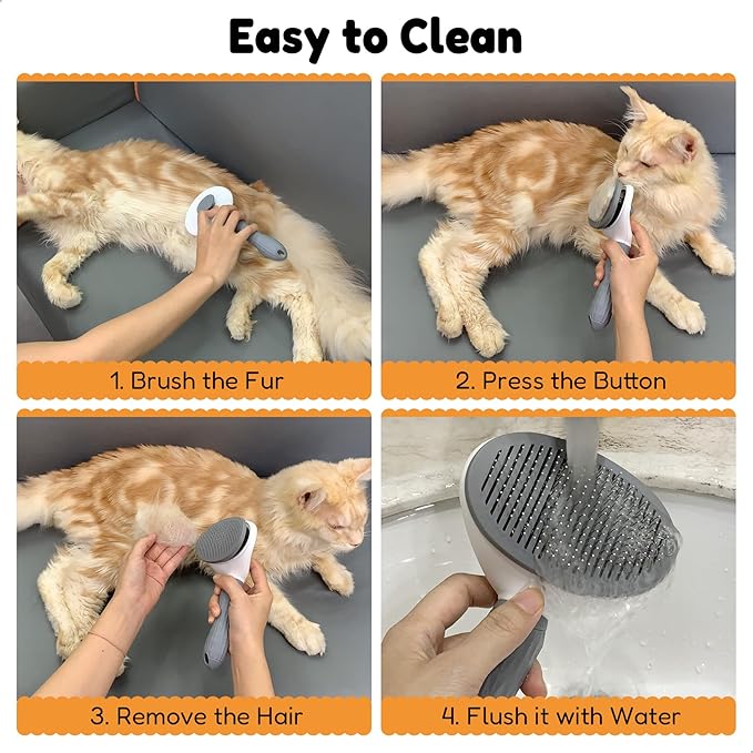 Self Cleaning Slicker Brush, Dog Cat Bunny Grooming Deshedding Brush, Bunny Massaging Comb Suitable for Long or Short Hair, Skin Friendly, Easy to Remove Loose Undercoat，Pet Supplies Accessories