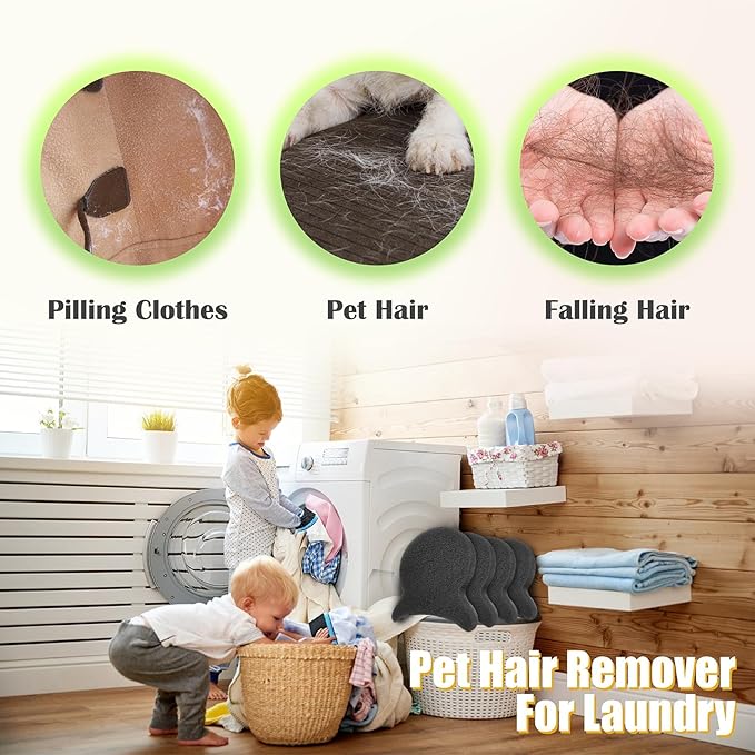 4 Pieces Pet Hair Remover for Laundry, Reusable Dog Hair Remover for Laundry, Lint & Hair Catcher for Clothes, for Washing Machines, Dryers, Bedding and Clothing-H