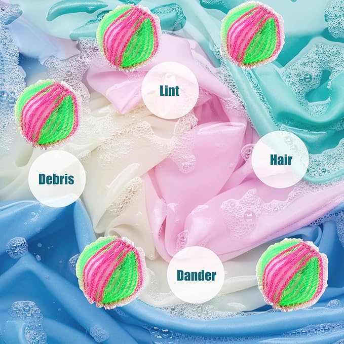 12PCS Pet Hair Remover for Laundry – Reusable Dog & Cat Hair Catcher Balls for Washer & Dryer, Lint & Fur Collector, Washing Machine Hair Remover (Red+Green)