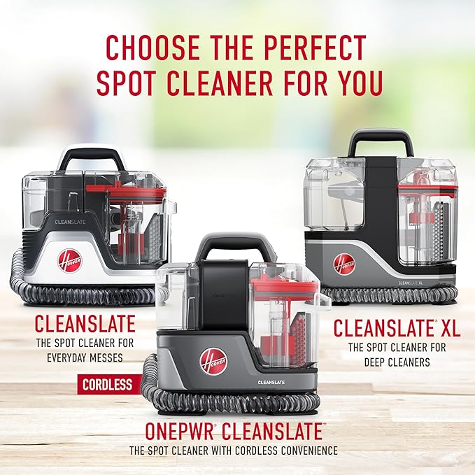 Hoover CleanSlate Plus Portable Carpet + Upholstery Spot Cleaner Machine, Powerful Suction with Versatile Tools, Pet Stain Remover, Car and Auto Detailer, Pair with Hoover Carpet Cleaner Solution