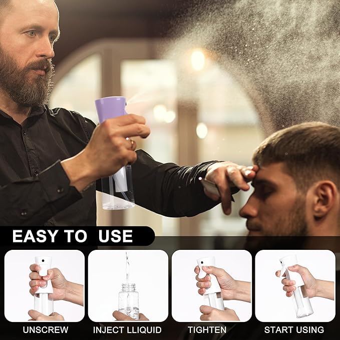 hair spray bottle, ultra-fine spray continuous spray bottle (200ml/6.8oz), used for hair design, vegetation, cleaning and skin care - empty, reusable (Purple)