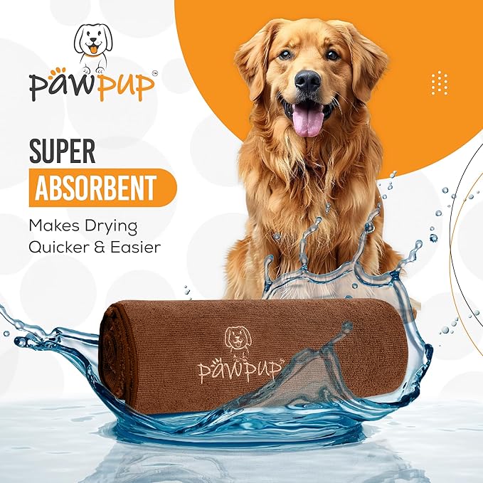 Dog Towels for Drying Dogs Super Absorbent Microfiber Pet Grooming Towel for Dogs, Cats and Other Pets (55 x 28 Inches, Brown)