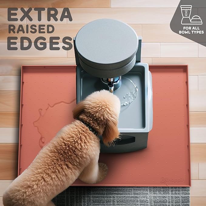 32x24x1” XL Dog Food Mat - All Purpose Under Sink Liner, Washer and Dryer Covers for The Top, Silicone Griddle Mat for Blackstone - Raised Edges Dog Mat for Food and Water Prevent Spill, Waterproof