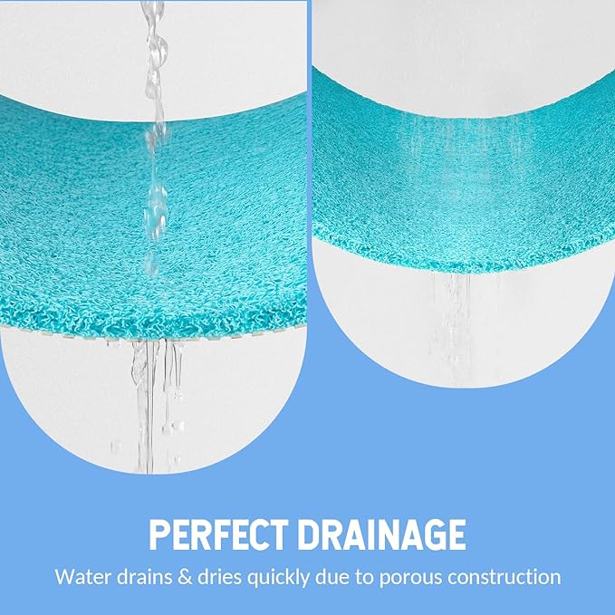 Non-Slip Bathtub Mat, Anti Slip Shower Mat, Fast Drying Bathtub Mats, Foot Scrubber Mat, Anti Slip Mat for Tub, Floor, Bathroom, Kitchen, Home, Hotel (Turquoise Blue 32"×17")