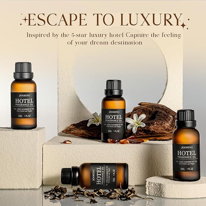 Hotel Diffuser Oils Gift Set, Joosing Hotel Scent Essential Oils d 4 x 30ml Large Bottles (4 Fl Oz Total), Premium Fragrance Oil No. 10003 The Aria for Le Labo Aromatherapy Diffusers and Humidifiers