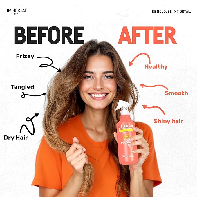 Immortal NYC Dragon, Leave in and Detangler Spray, 17 oz, For Thin and Colored Hair