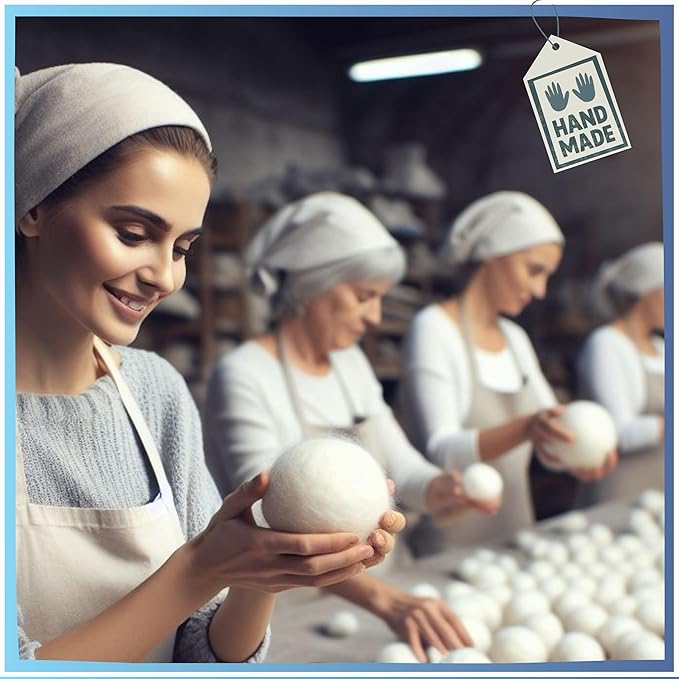Wool Dryer Balls, Laundry Reusable Anti Static Natural Fabric Softener. Organic XL Hypoallargenic Made with 100% New Zeland Wool. Pet Lint Hair Catcher Helper