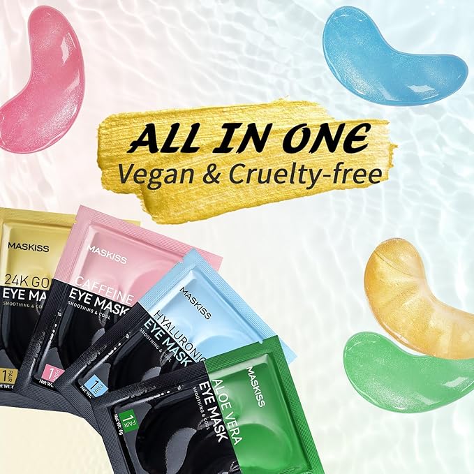 Under Eye Patches(25 Pairs), 24K Gold, Caffeine, Hyaluronic Acid, Aloe Vera Eye Masks for Dark Circles Puffy Eyes Undereye Bags, Eye Skin Care Gift Set for Bachelorette Party Favors