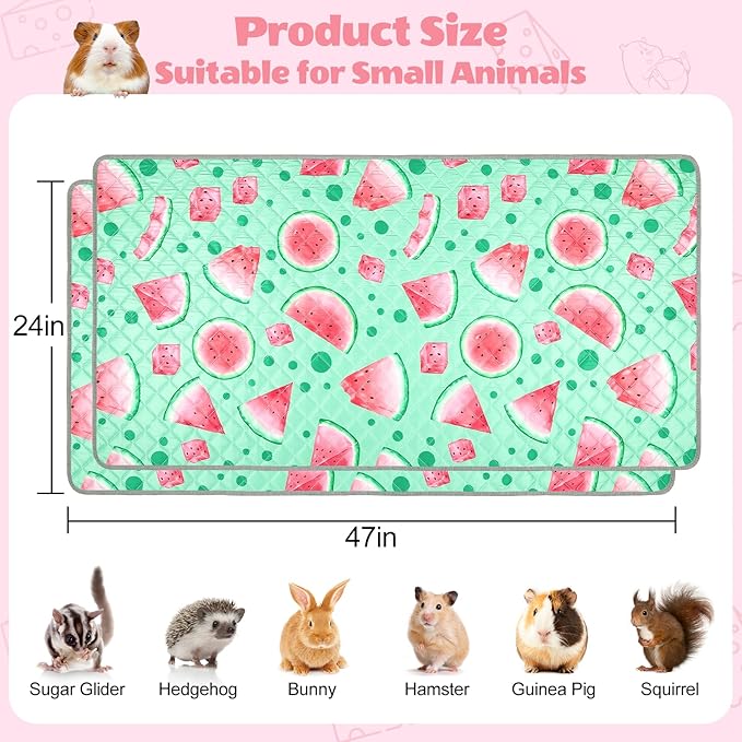 2 Pack Guinea Pig Bedding, Washable Guinea Pig Cage Liner Reusable Guinea Pig Mat Waterproof Guinea Pig Bedding for Cage, Super Absorbant Guinea Pig Pee Pads for Small Animals Hamster Rabbit Squirrel