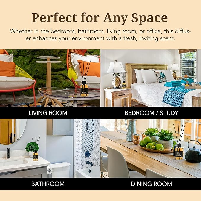 Luxury Reed Diffuser Set - 110ml Aromatherapy Diffuser with Natural Sticks, Aesthetic Room Decor, Long-Lasting Air Freshener for Home, Bathroom, and Office, Essential Oil Stick Diffuse (Mango Pack 3)