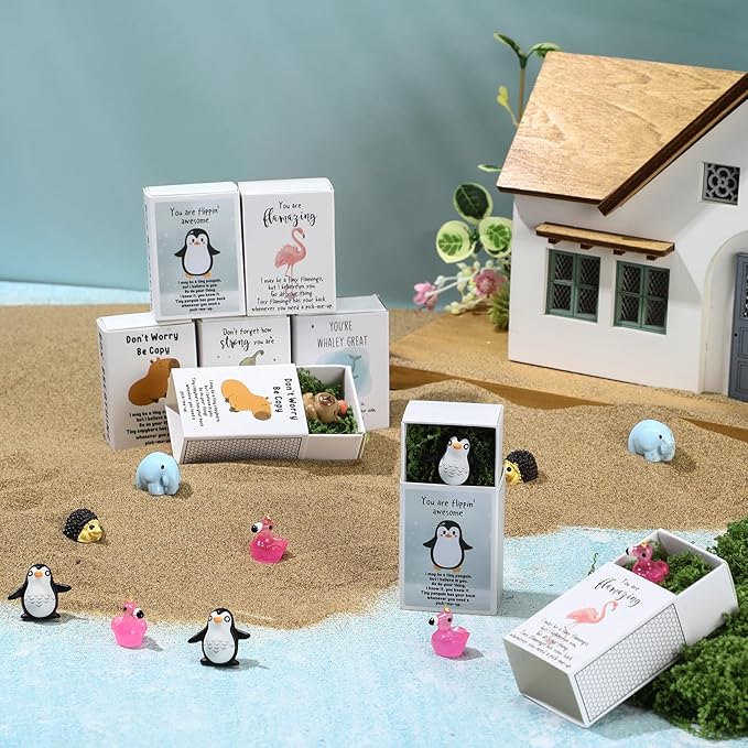 25 Set Employee Appreciation Gifts Bulk Coworkers Thank You Desk Pets Holiday Small Cute Emotional Support Resin Ornaments Card Box for Women Men Adults Office (Capybara)