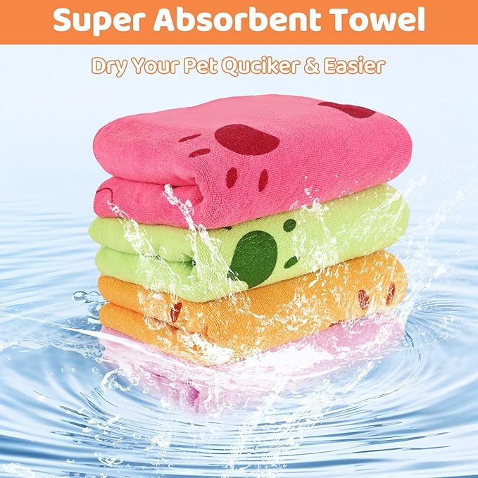QTLCOHD 8 Pcs 55 x 28 Inches Dog Towels for Drying Large Dogs Absorbent Microfiber Dog Bath Towel Bulk Pet Grooming Towels for Small Medium Large Dogs Cat Puppy Shower Cleaning Accessories (4 Colors)