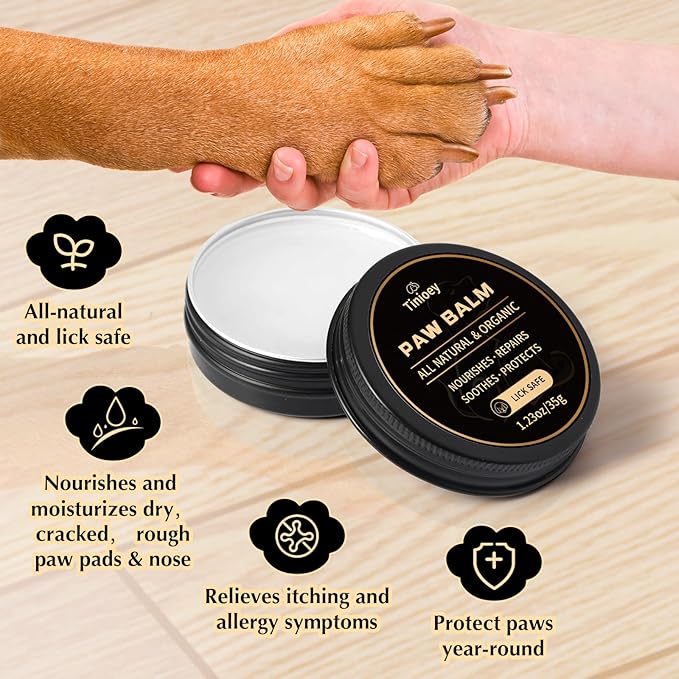 All-Natural Lick Safe Dog Paw Balm for Dogs & Cats | 2 Pack Dog Paw Pad Balm Paw Protector, Moisturizer & Soother for Dry Cracked Paws & Noses | Snout Soother for Dogs (1.23oz*2)