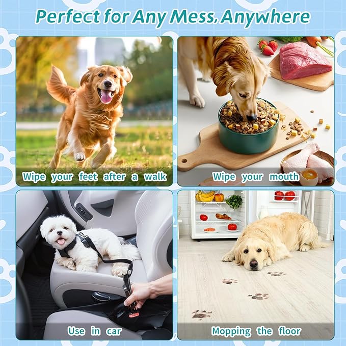 6 PCS Rinse Free Dog Shampoo Mitts, Waterless Dog Shampoo Mitts, Hypoallergenic Pet Bath Wipes Perfect for Dogs, Suitable for Daily Care and Travel