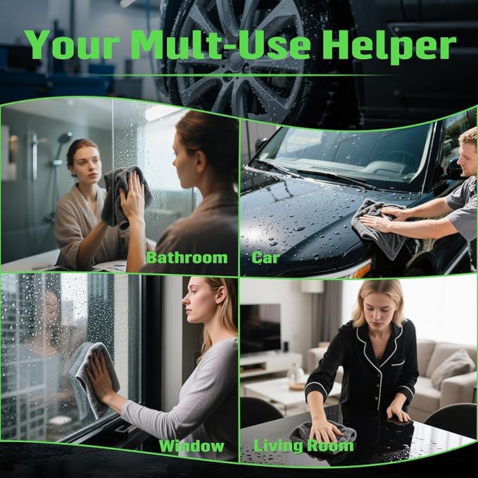 Shiny Bath Wipes Shower Cleaning Cloths, Premium Car Drying Towel | Ultra Absorbent Twisted-Loop Design| Microfiber Towel for Car, Shower Cabin, Household