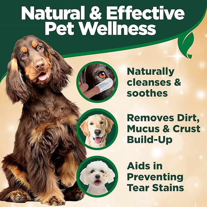 Vet's Best Eye Cleansing Wipes for Dogs, Gentle Tear Stain Remover For Dogs, Eye Wipes for Dogs with Aloe Vera & Witch Hazel (50 Count Dog Eye Wipes)