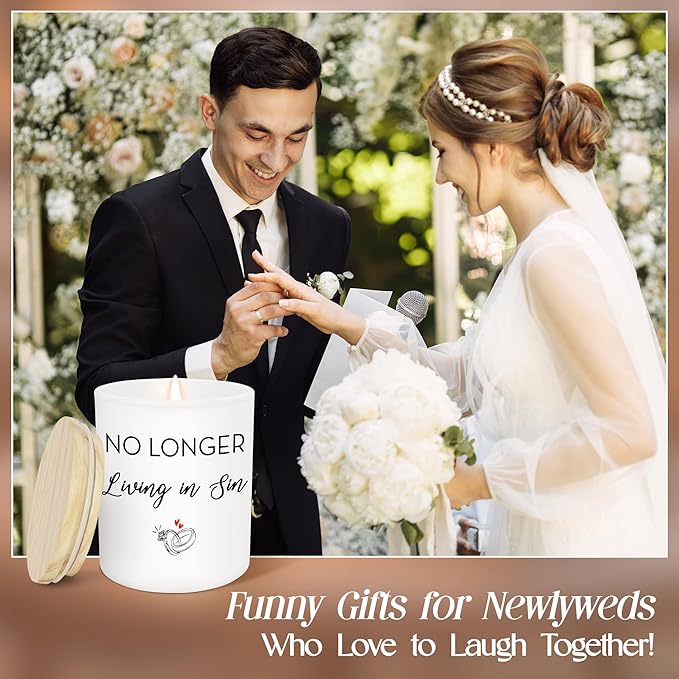 Christmas Engagement Gifts for Couples - Long Lasting Vanilla Lavender Candle 10 oz - Funny Wedding Gifts for Newly Engaged Couples, Bridal Gift for Women, Bridal Shower Gift Ideas