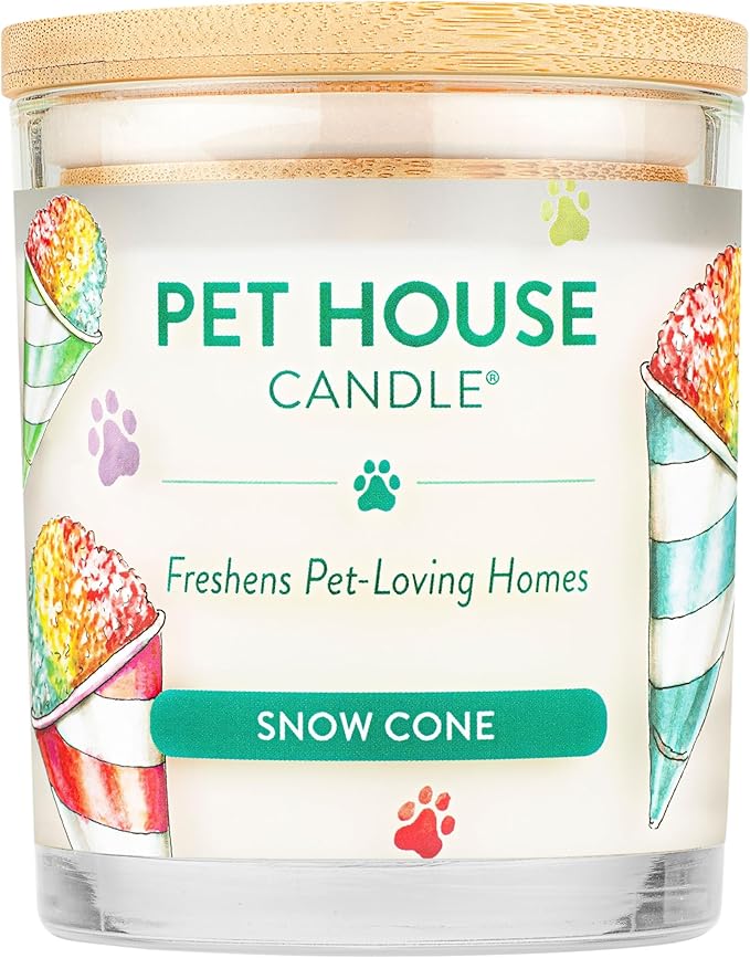 One Fur All Pet Candle 9 OZ Plant-Based Scented Soy Candle with a 60 Hour Burn Time, Made for Pet Loving Homes - Snow Cone