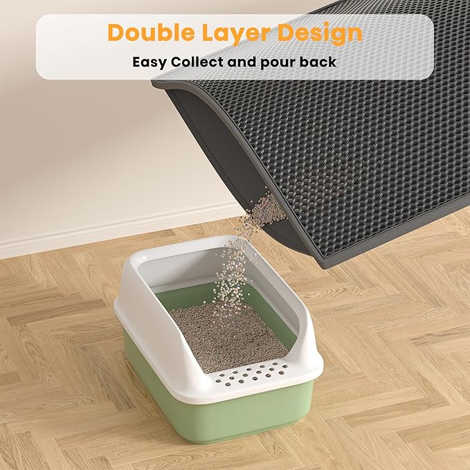 Pieviev 2 Packs Cat Litter Mat Double Layer Waterproof Urine Proof Trapping Mat (30''X24'', Black)