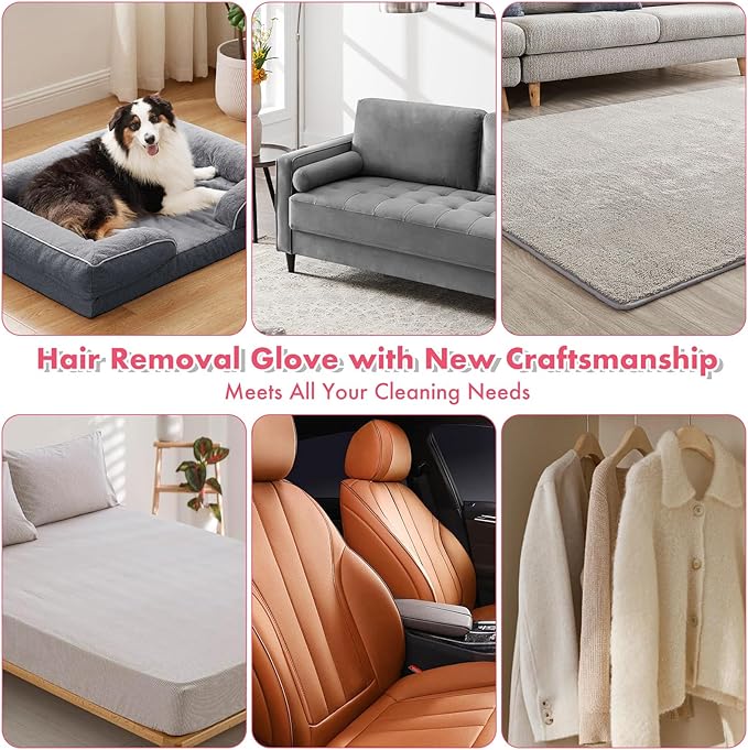 New-Craft Pet Hair Removal Glove | Anti-Static, Reusable | for Dogs & Cats | Works on Pet Beds, Carpets, Sofas, Car Seats, Hair-Prone Clothes (Pink)