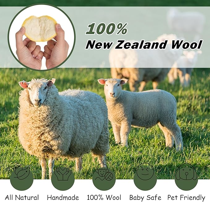 Wool Dryer Balls XL Size 6 Pack - Fun Dryer Balls with Beach Pattern Cute Dryer Balls Laundry Reusable Anti Static Handmade New Zealand Wool Balls (Beach Pattern)