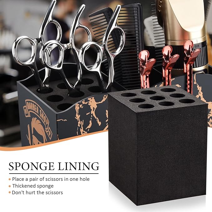 Noverlife Barber Scissors Holder Box, Professional Salon Hairdressing Scissors Rack Holder Storage Organizer for Hairstyling Combs Clips Brushes.