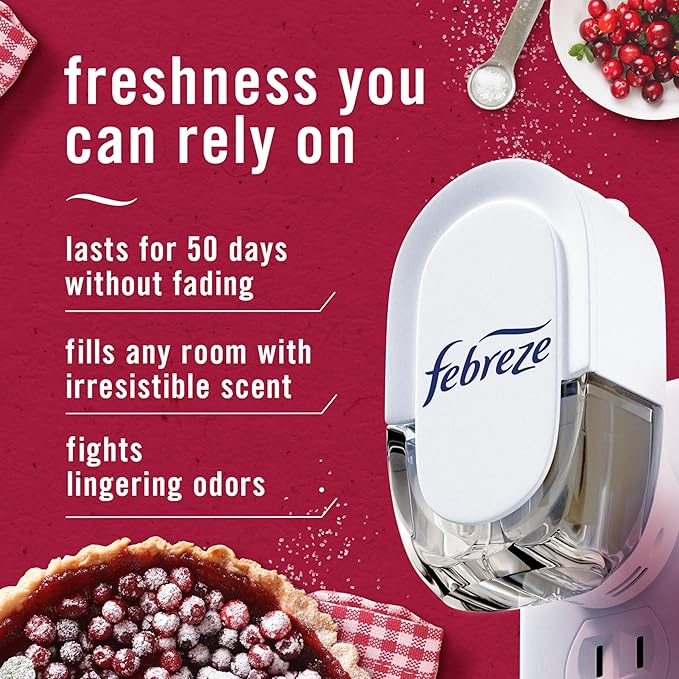 Febreze Plug In Air Freshener Scented Oil Refill Cranberry Crumble, 4ct