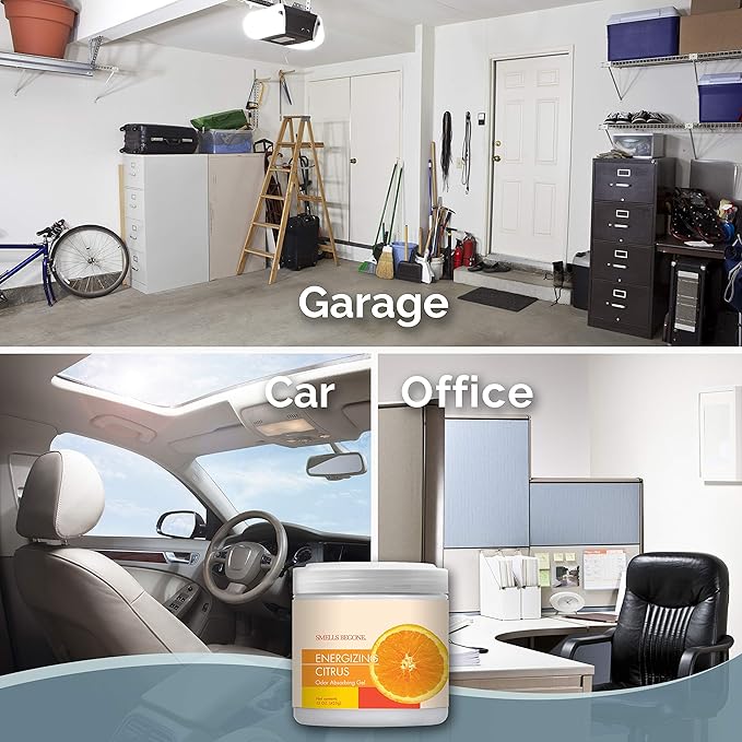 SMELLS BEGONE Air Freshener Odor Absorber Gel - 15 oz, Pack of 2 - Absorbs and Eliminates Odor in Pet Areas, Bathrooms, Cars, & Boats - Made with Essential Oils - Energizing Citrus Scent