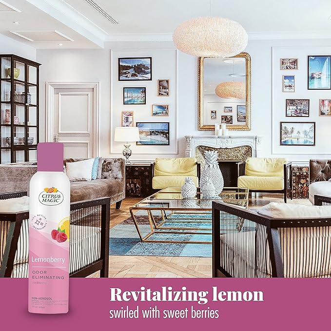 Citrus Magic Odor Eliminating Air Freshener Spray, Lemonberry, 3-Ounce, Pack of 3