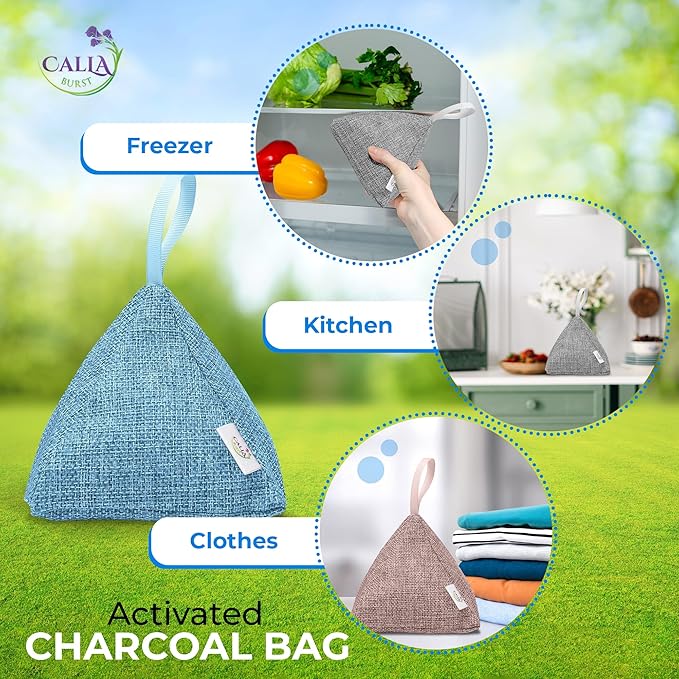 4 Pack Bamboo Charcoal Air Purifier Bags 200 Grams Each - Odor Absorber & Eliminator for Home, Car, Pets, Activated Charcoal Natural Freshener, Eco-Friendly & Reusable Designer Colors)