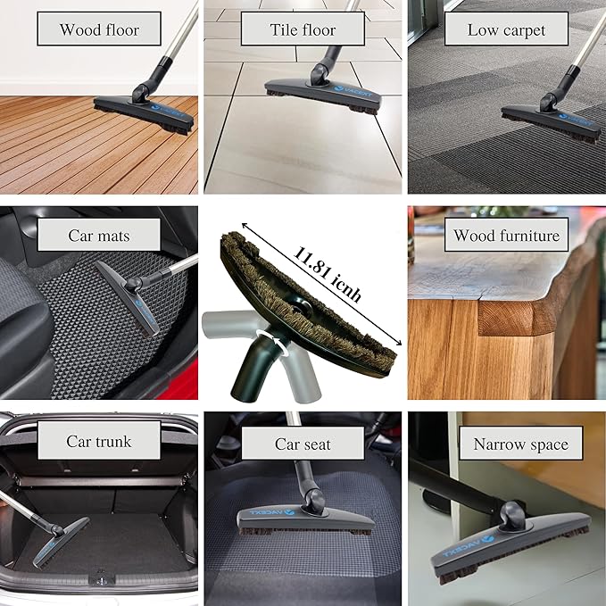 1.25 Inch Vacuum Brush Attachment Kit Compatible with All Vacuums Using 1-1/4'' Accessories - 1.25 Inch Shop Vac Accessories: Horse Hair Dust Brush, Vacuum Extension Wand and More (2 Pack)