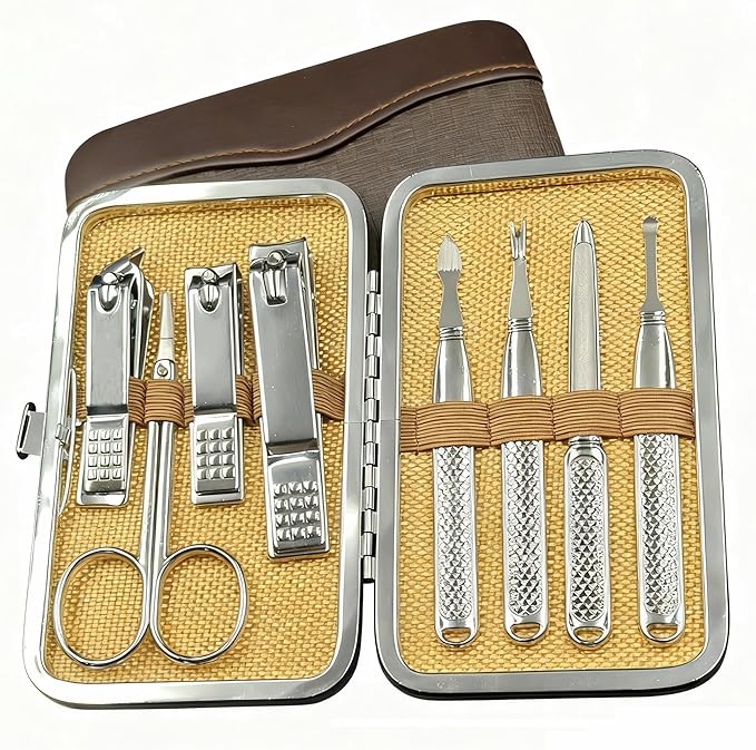 Nail Clippers Set Fingernail and Toenail Clipper Cutters, Manicure Pedicure Kit Professional Grooming Kits, Nail Care Tools with Travel Case