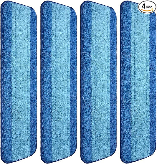 4 Pieces Microfiber Cleaning Pads Compatible with Bona Mop Reusable 18 Inch Replacement Cleaning Pads Washable Refills Replacement Heads for Floor Cleaning