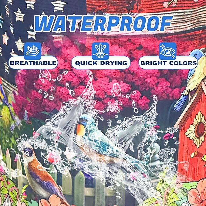 American Flag Garden Birds Laundry Basket Oxford Cloth Laundry Hamper With Handle Foldable Portable Clothes Storage Basket 18.9 X 16.5 In Storage Bag For Laundry Room/Bathroom/Bedroom/Dormitories