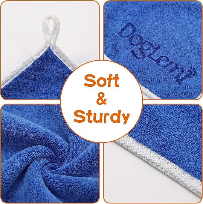 Dog Towels for Drying Dogs Super Absorbent Microfiber Pet Grooming Towel for Dogs, Cats and Other Pets, Machine Washable (40 x 26 Inches, Coral Velvet Blue)