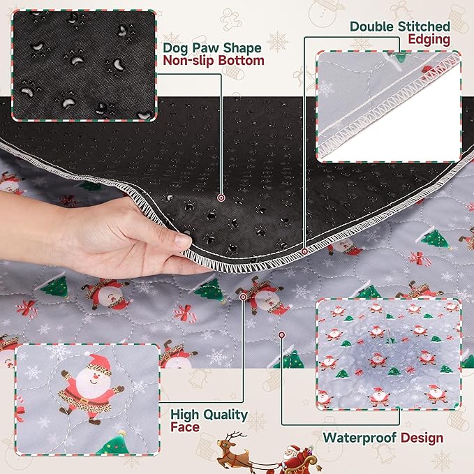 Aitmexcn Christmas Washable Pee Pad for Dogs, 2PCS 36*48in Xmas Super Absorbent Reusable Puppy Pads Pet Training Pads, Waterproof mats for Playpen, Crate, Whelping Box, Potty Training