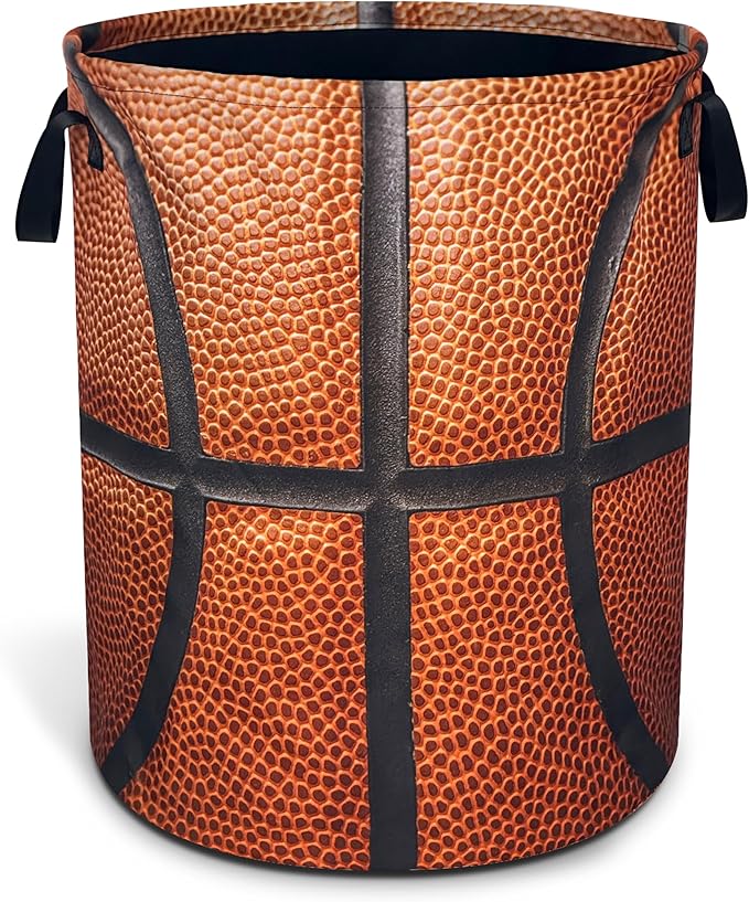 Basketball Laundry Basket Oxford Cloth Ball Texture Laundry Hamper With Handle Foldable Portable Clothes Storage Basket 18.9 X 16.5 Inch Storage Bag For Laundry Room/Bathroom/Bedroom/Dormitories