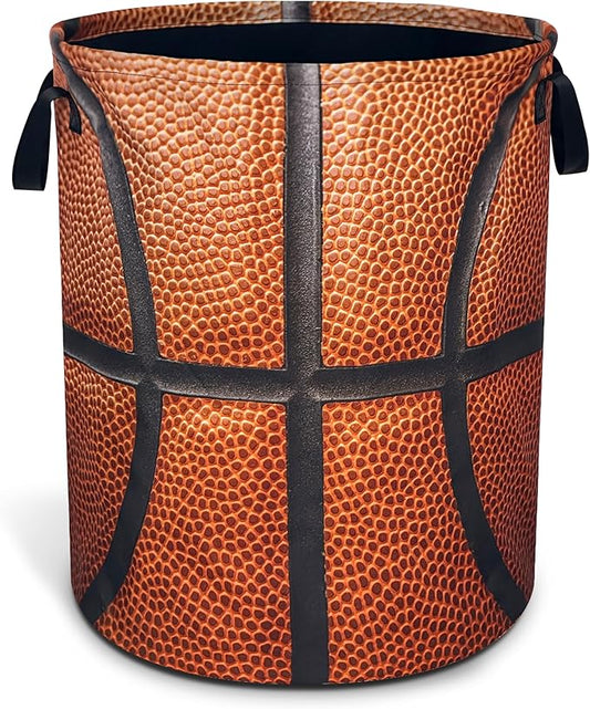 Basketball Laundry Basket Oxford Cloth Ball Texture Laundry Hamper With Handle Foldable Portable Clothes Storage Basket 18.9 X 16.5 Inch Storage Bag For Laundry Room/Bathroom/Bedroom/Dormitories