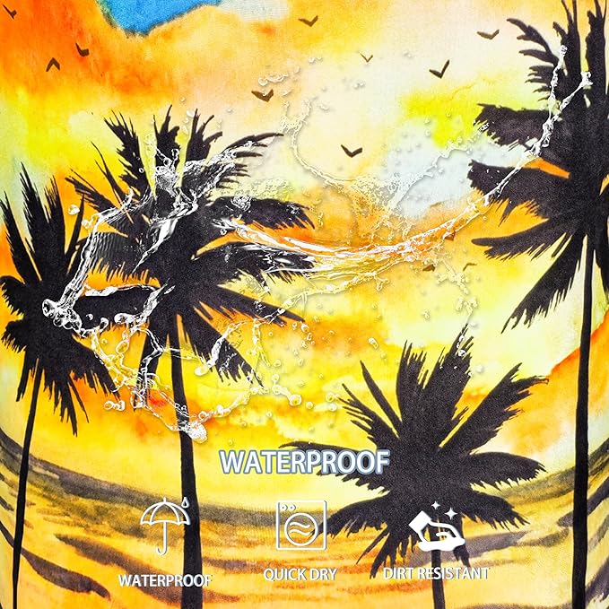 Hawaiian Beach Palm Trees Laundry Basket Sunset Foldable Oxford Cloth Funny Tote Bag Laundry Hamper Clothes Storage Bucket Toy Organizer For Bathroom/Laundry Storage/Bedroom 18.9x16.5 Inch